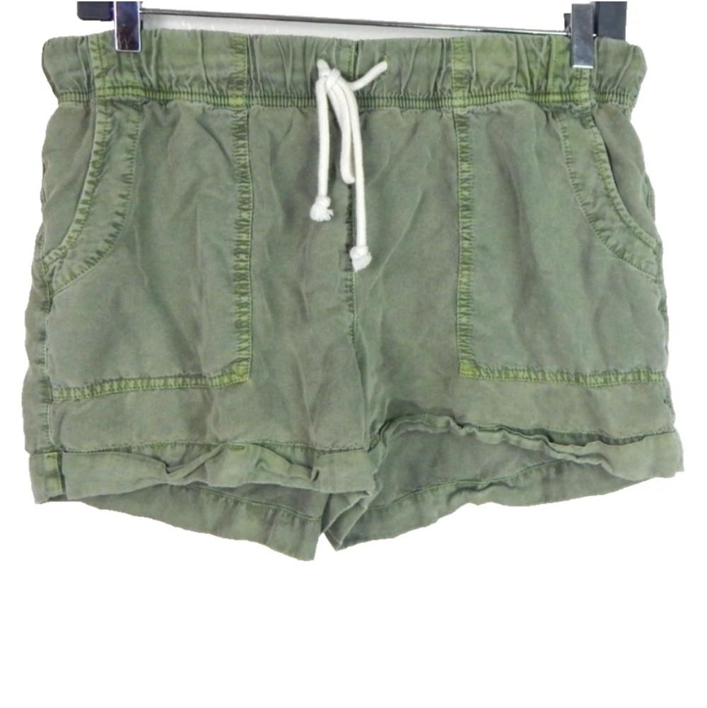 Aerie Green Chambray High Rise Shorts